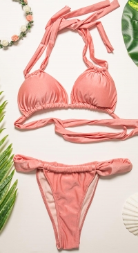 Sexy glossy pink bikini