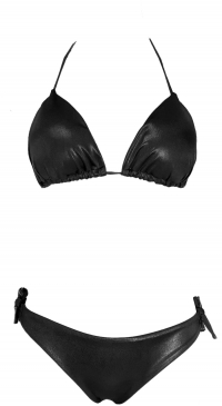 Black sequined faux leather bikini