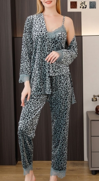 3pcs leopard pajamas (que beige)