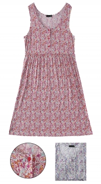 Printed sleeveless nightgown dress
