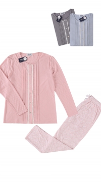 Cotton fleece button pajamas