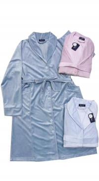 Button-up dressing gown with belt