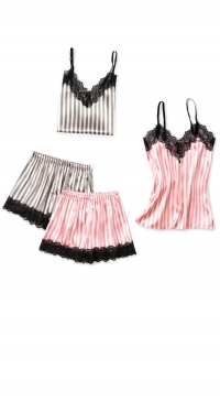 satin pyjama set top with short