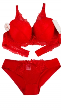 B cup bra set in red