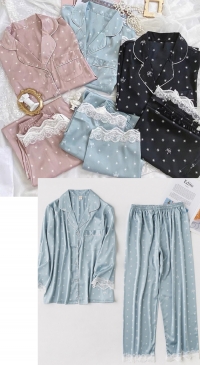 satin pajamas (only noir and blue)