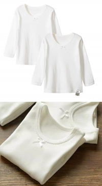 V collar cotton undershirt for kids in white