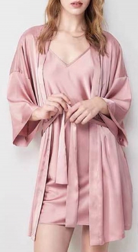 Satin dressing gown with nighty choice color