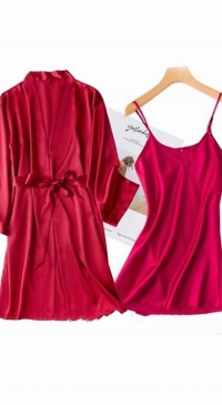 Satin dressing gown with nighty