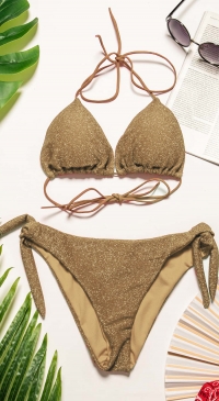 Lurex yarn triangle bikini