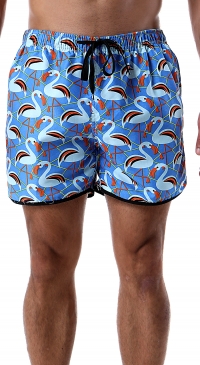 Men's swim shorts with flamingo print