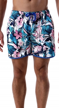 Men's swim shorts with tropical print