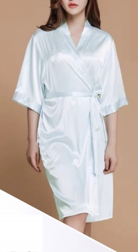 Satin nightdress and dressing gown white