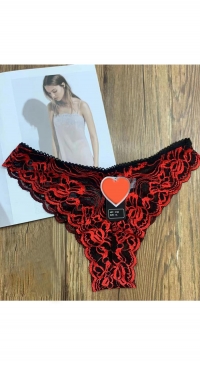Red and black lace tanga
