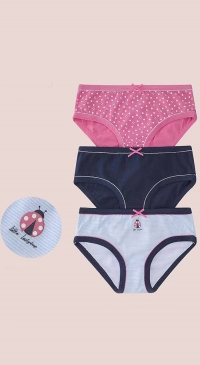Plain and printed girl's briefs (1 to 6 years old)