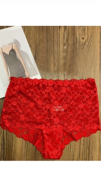 Wide red lace panties