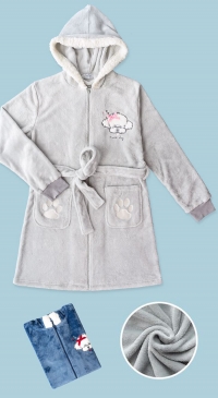 Hooded pilou pilou bathrobe (que bleu)