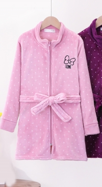 Children's bathrobe with zip and belt