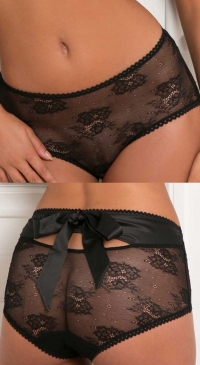 Bow tie lace panties black