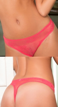 Coral lace thong