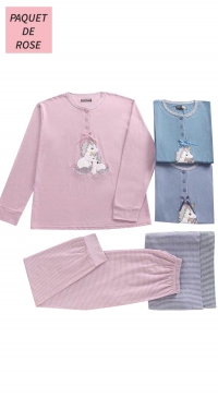 Pink unicorn off-season cotton pajamas