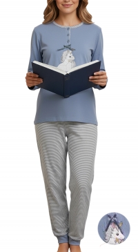 Mid-season dark blue unicorn cotton pajamas