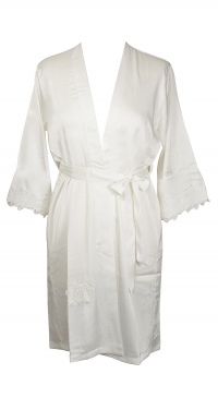 White satin kimono with embroidery