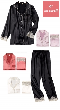 Coral satin pajamas