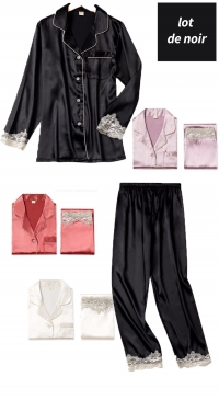 Black satin pajamas