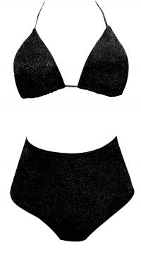 Black lurex high cut swimsuit