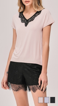 Pajama shorts and t-shirt
