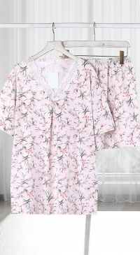 set-knit-and-shorts-flower-pajamas