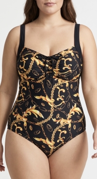 Black swimsuits with decorative print (from 44 to 52)