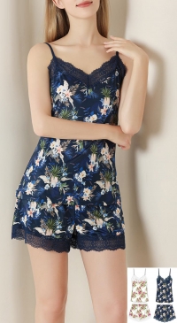 Flower print tank top pajamas