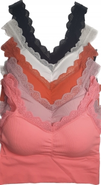 Microfiber and lace crop-top bra