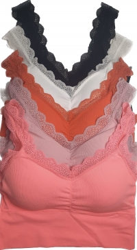 Microfiber and lace crop-top bra