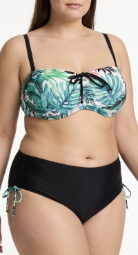 Large size tropical flower bandeau swimsuit (from 42 to 50)