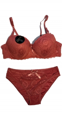 Soutien gorge corbeille et culotte orange foncé