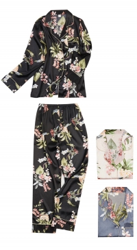 Satin pajamas flower prints