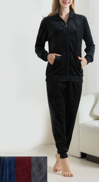 Pyjama velours uni veste zip