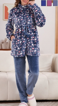 Pilou pilou pajamas for women with adjustable jacket, 3 colors in the set. From M to XXXL