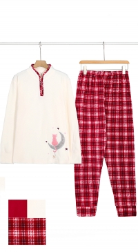 Tartan print fleece pajamas