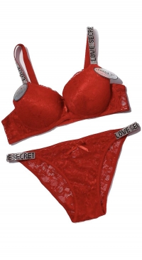 B cup bra with rhinestone straps and panties