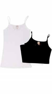 Women's cotton embroidery tank top with thin straps