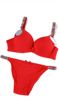Sets of red B cup bra and panties