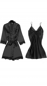 Black Babydoll and satin kimono sets