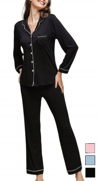 Plain jacket and pants pajamas