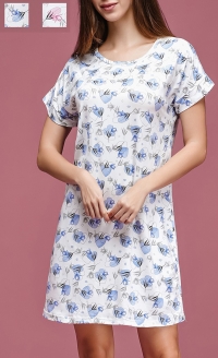 Plain short-sleeved printed nightgown