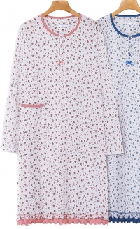 Large size long-sleeved spring nightgown (from 48 to 56)