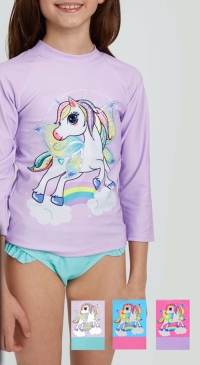 Children's long-sleeved swimsuit for girls and teenagers (4 to 12 years)