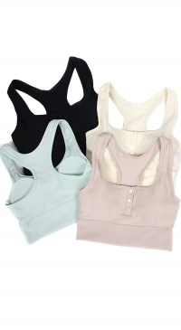 Racerback bras with snap opening
